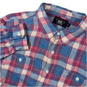 RRL Ralph Lauren Shirt Mens X-Large 100% Linen Plaid Casual Heritage Outdoor